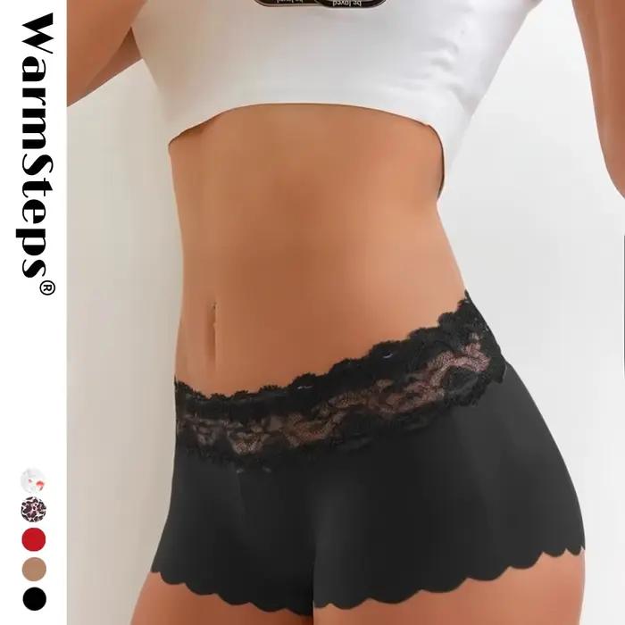InjSatin-Boxer moulant en dentelle pour femme