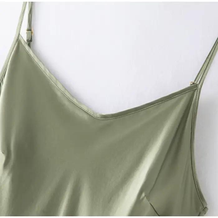 Chemise de nuit en soie charmeuse 100% soie de mûrier 22 momme, couleurs unies, robe midi pour femme, bretelles réglables, FF079