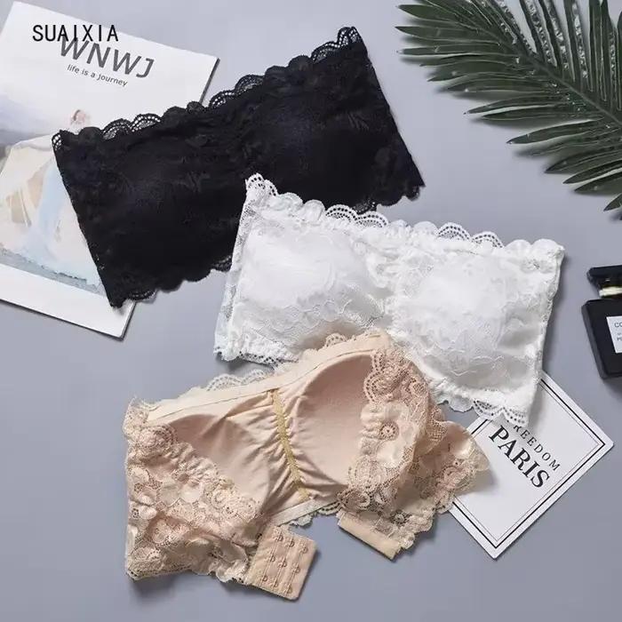 Soutien-gorge tubulaire en dentelle florale pour femmes
