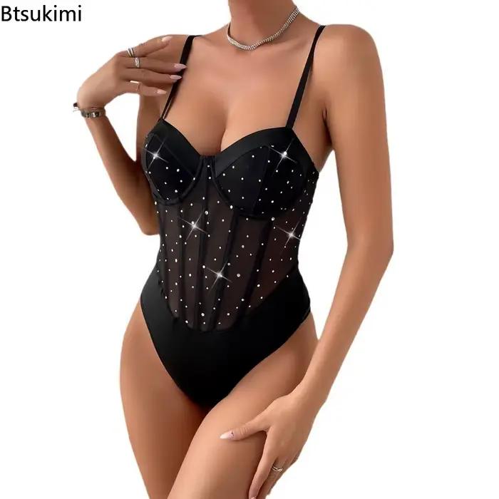 Combinaison moulante sexy à sequins pour femme
