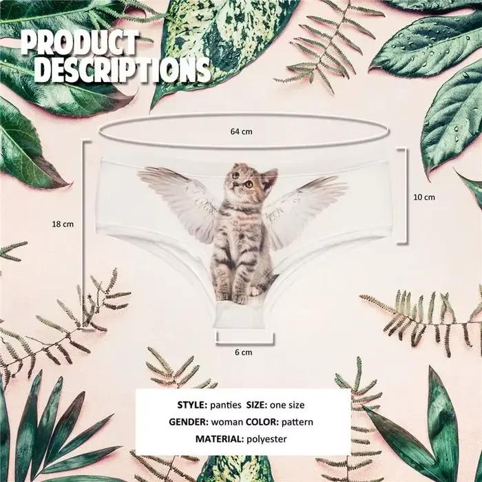 Culotte en Polyester avec Motif Animal de Compagnie pour Femmes, Design Brève, Taille Basse, Sans Couture, Idéale pour Soirées Romantiques et Occasions Spéciales