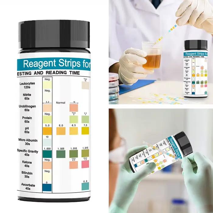 Bandelettes de test d'urine, bandelettes urinsubtiles, leucocytes, nitrite, urobilinogène, cétone 10000 PH, 10 paramètres, 100 pièces