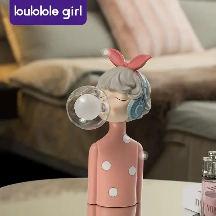 Statue en résine Bubble Girl, ornements pour la maison, la table, la lampe de chevet, statues pour la chambre d'enfant, décoration de veilleuse, cadeau d'anniversaire pour filles