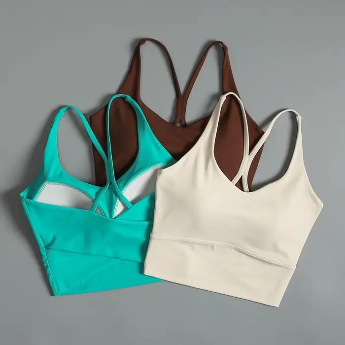 Très bon à porter! ! Fixation protection des seins anti-choc et beau dos soutien-gorge de fitness à bonnet fixe porte une course haut de gamme