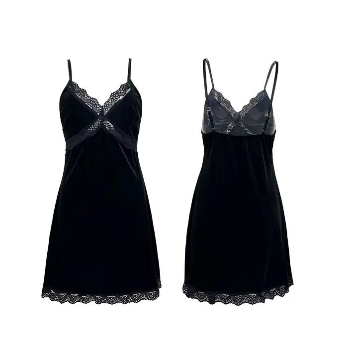 Chemise de nuit en velours pour femme