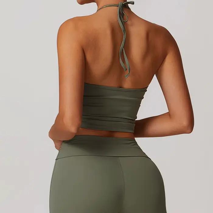 Women Tie Up Neck Sports Bra Sexy Beautiful Back Top Push Up Fitness Bra Yoga Gym Workout Bra Fitness Top Sports Breathable Bra