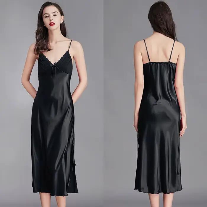 Chemises de nuit pour femmes longues sans manches robes