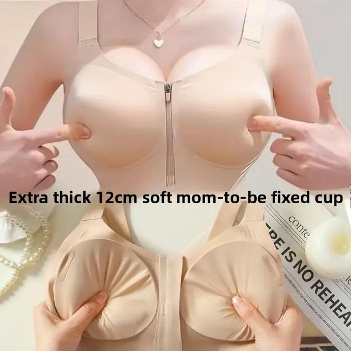 Soutien-gorge push-up ultra-épais 12 cm pour petites poitrines - Fermeture avant, couvrance totale sans écart, lissage du dos, lift et mise en forme ultimes