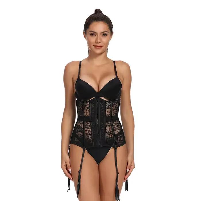 Corset sous le buste avec ceinture jarretelles, Lingerie Sexy, S-6XL