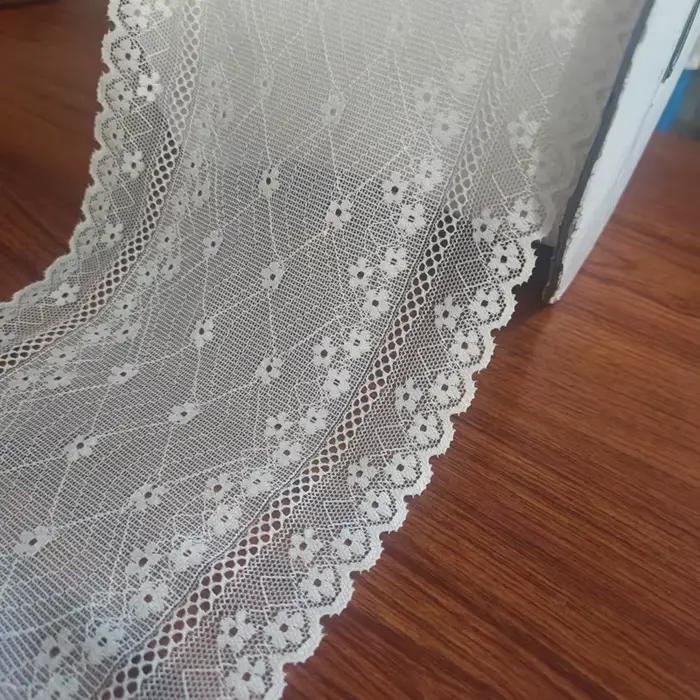 Ruban de dentelle élastique pour lingerie, matériau en dentelle, dentelle florale, ruban extensible, blanc cassé, 2 yards/lot, 18 cm de large
