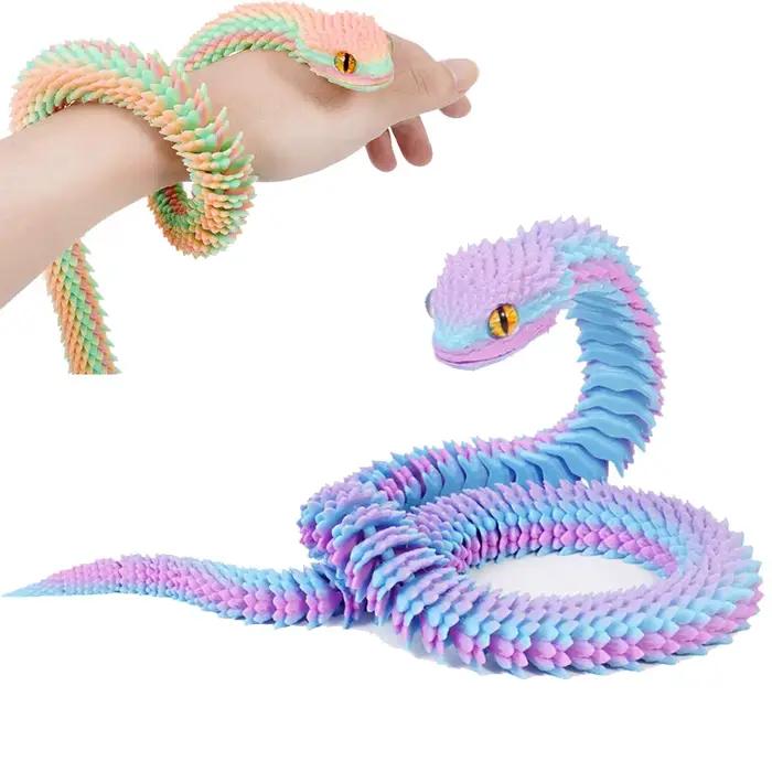 Serpent lumineux imprimé en 3D, Simulation de articulations mobiles, Figurine créative pour la maison, le bureau, décoration de bureau, cadeaux du nouvel an, artisanat