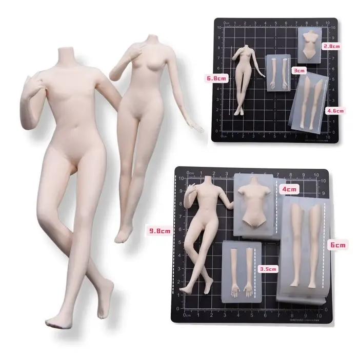 Moule en silicone pour corps de figurine en poterie, pour femmes/hommes, pour la création de statues miniatures de personnages de dessins animés en argile ultra-légère ou en plastique