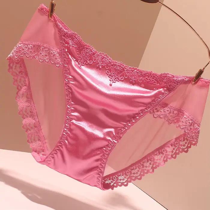 Culotte femme lisse Sexy Lingerie sans couture caleçon Satin