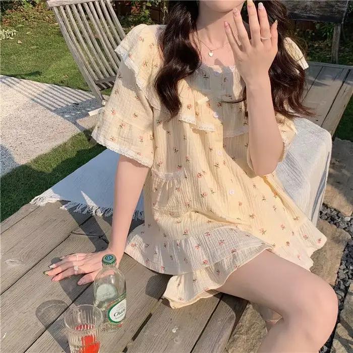 Pyjama d'été doux Style princesse pour femmes