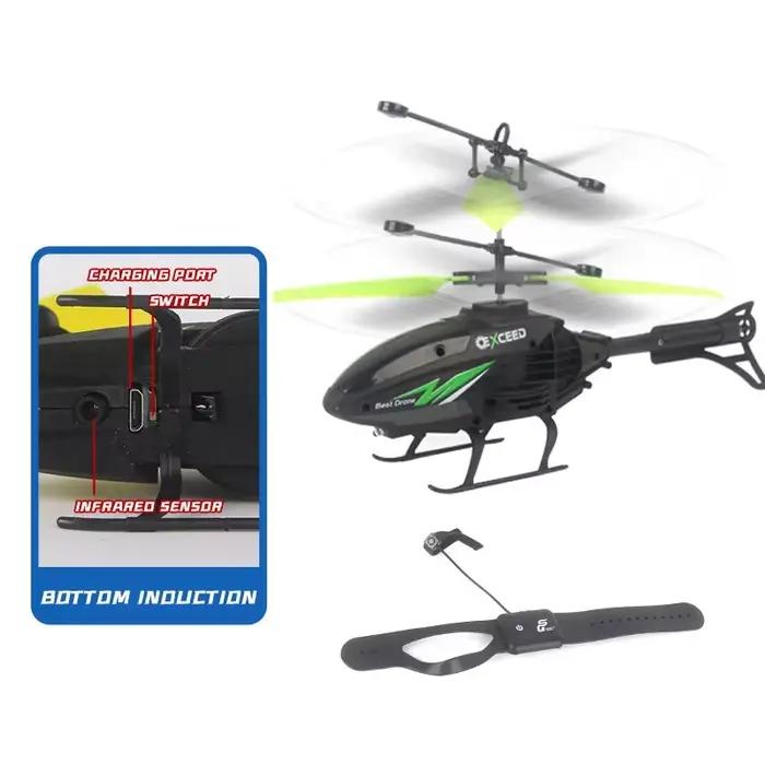 Montre-bracelet d'avion à Induction contrôlé à la main, hélicoptère résistant aux chocs avec éclairage, Mini Drone RC Rechargeable