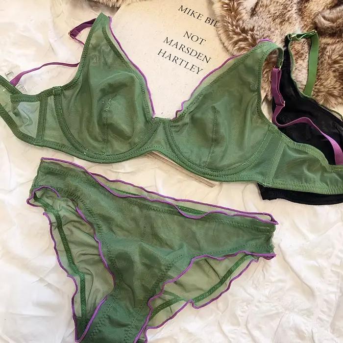 Soutien-gorge minimiseur grande taille à armatures Style français Triangle tasse Push Up Sexy maille ensemble de