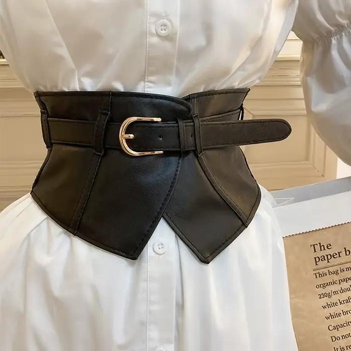 Mode élastique Corset femmes large ceinture Sexy minceur corps ceinture noir PU cuir ceintures chemise robe décoration ceinture sangle