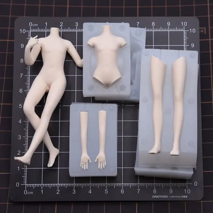 Moule en silicone pour corps de figurine en poterie, pour femmes/hommes, pour la création de statues miniatures de personnages de dessins animés en argile ultra-légère ou en plastique