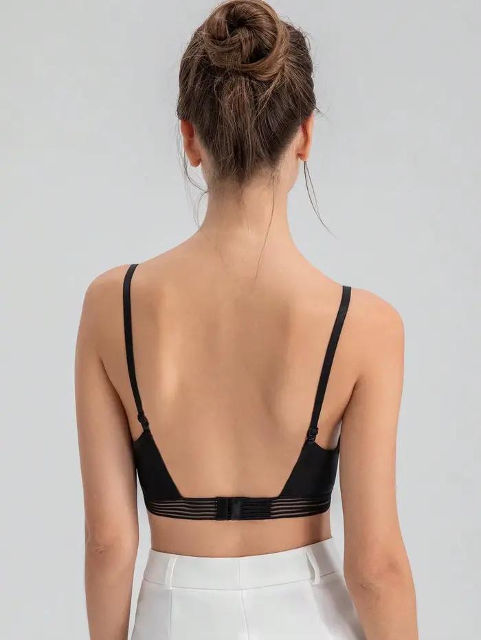 Lingerie française sexy pour femme sans anneaux en acier Soutien-gorge push-up avec un design au dos en U pour un soutien amélioré et un dos ouvert
