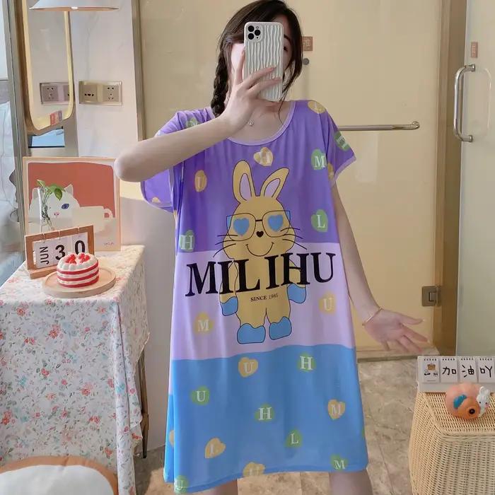 Chemise de nuit Polyester Mi-Mollet Confortable Femmes Amusante Mignon Design Coloré Occasions Spéciales Pour Filles