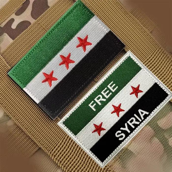 Patchs brodés drapeau syrien drapeau National de la Syrie, badges brodés, autocollants à rayures