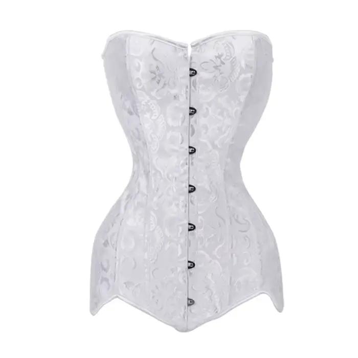 Bustier vintage gothique sexy avec broderie, armatures en acier, polyester et élasthanne pour une silhouette élégante et mince, idéal pour soirées gothiques et événements spéciaux