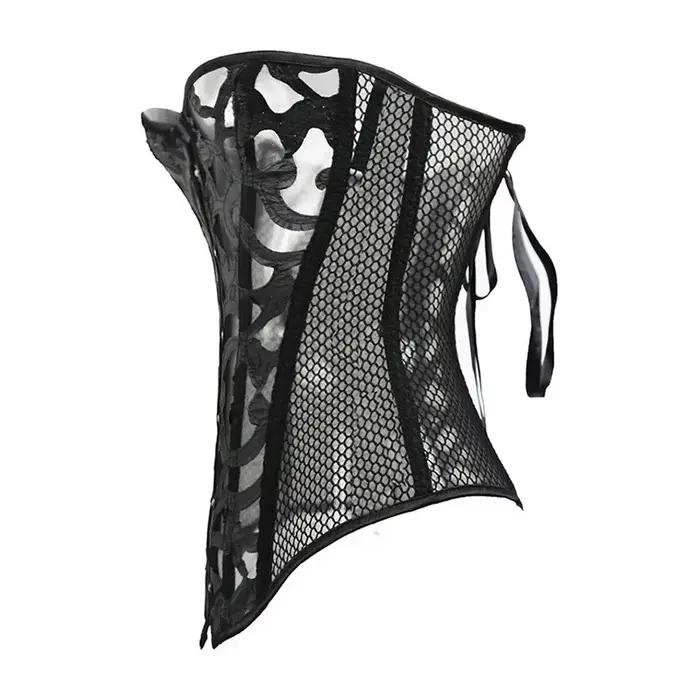 Corset blanc Vintage gothique pour femmes, Bustier Sexy ajouré en maille à lacets, modelant le corps, taille fine, Korsett