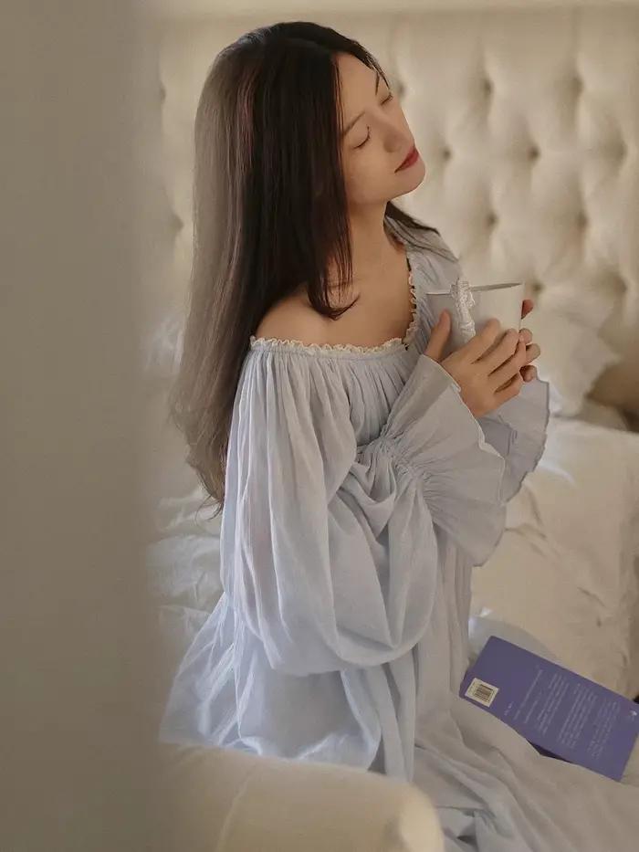 Robe de nuit longue 100 % coton