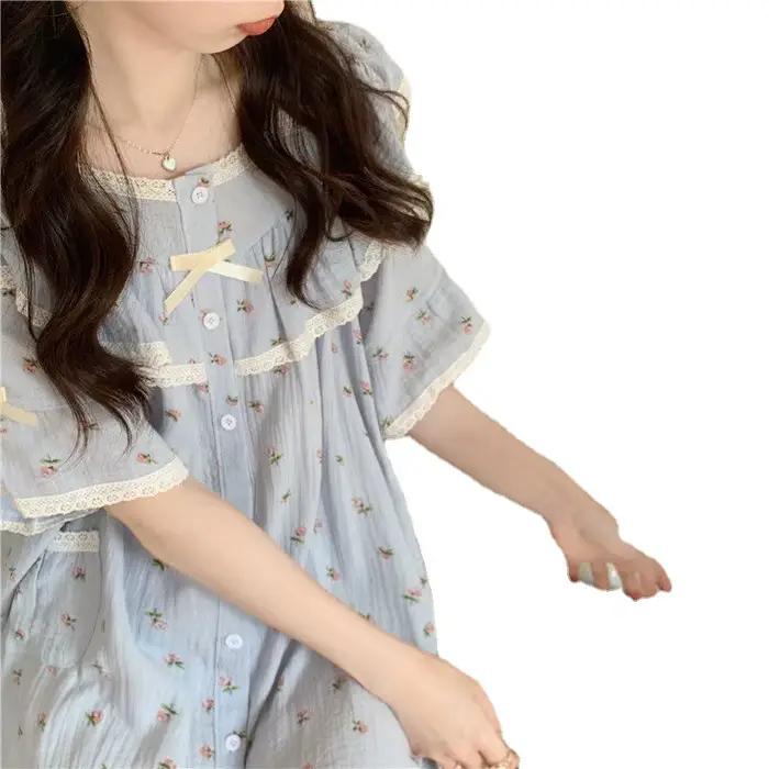 Pyjama d'été doux Style princesse pour femmes