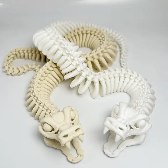 Serpent imprimé en 3D peut bouger et ouvrir la bouche, modèle de serpent squelette pour arrière-plan décoratif et d'aquarium ou jouet cadeau de noël pour enfants