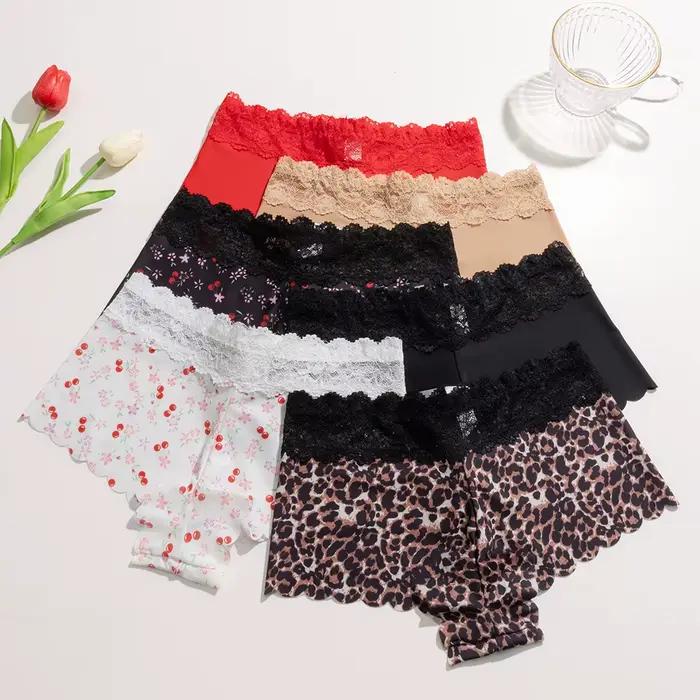 InjSatin-Boxer moulant en dentelle pour femme