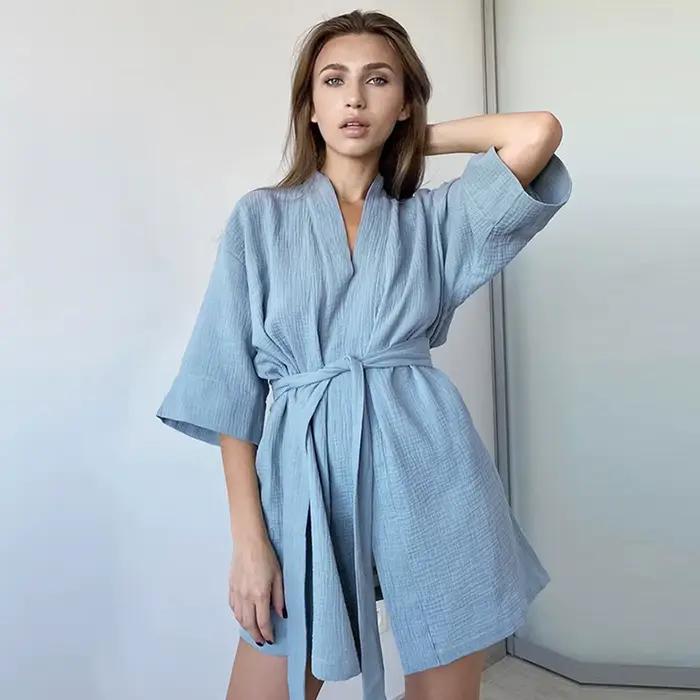 Chemise de nuit courte en coton pour femmes