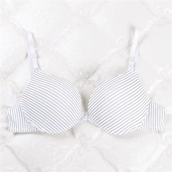 Soutien-gorge à rayures pour femmes, sous-vêtements sexy, coupe ABC, sans couture, boutons sur le devant, lenceria, 70-85, grande taille
