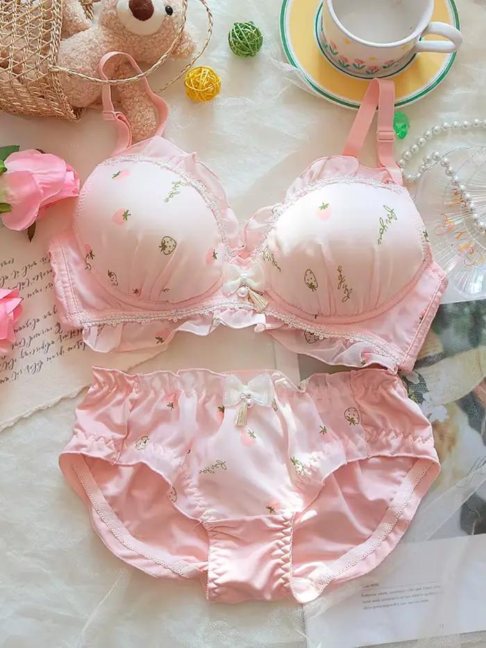 Ensemble de lingerie fraise douce pour femmes
