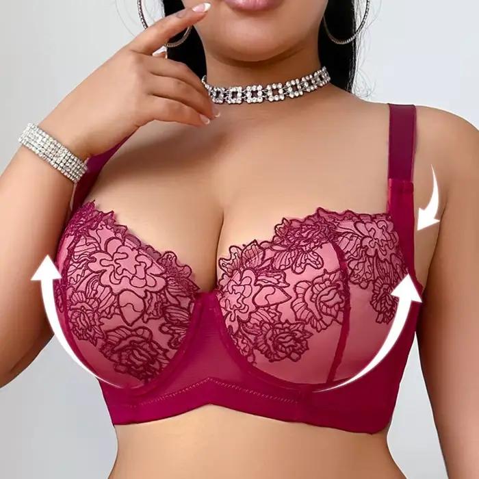 Soutien-gorge à larges bretelles avec bonnets rembourrés non amovibles et armatures en acier pour poitrine généreuse
