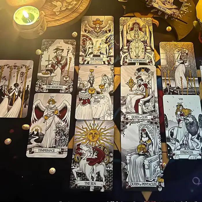 Tarot miroir secret Tarot d'art féminin dans un symbolisme riche avec monochrome avec guide Version anglaise jeu de société de fête 12*7 cm