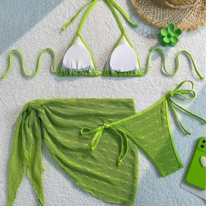 Ensemble Bikini trois pièces Sexy à pois