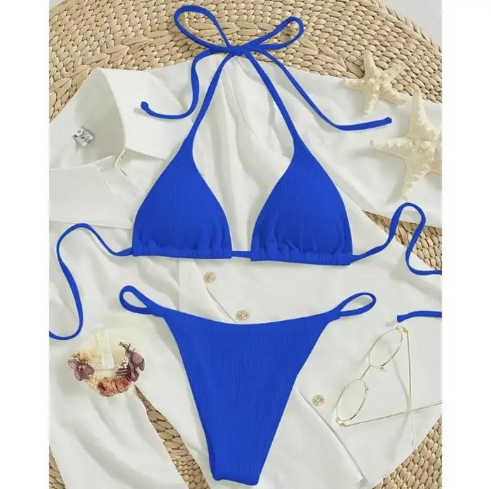 Maillot de bain d'été sexy pour femme, ensemble bikini push-up rembourré, string, deux pièces, tenue de plage, maillot de bain féminin sexy
