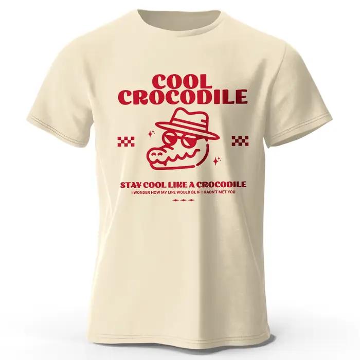 Cool Crocodile imprimé T-Shirt 100% coton surdimensionné Reptile graphique t-shirts pour hommes femmes été hauts marais Streetwear
