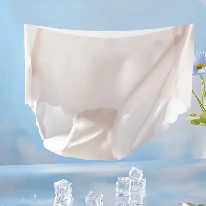 Lot de 2 culottes sans couture en soie glacée pour femme – Ultra fines, séchage rapide, douces, respirantes, sexy – Lingerie féminine d'été