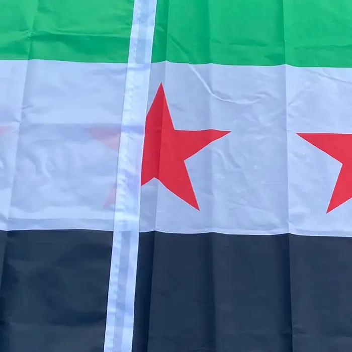 Drapeau de la Syrie Aerlxemrbrae 90x150cm, drapeau de la République arabe syrienne, drapeau à trois étoiles syrien, bannière suspendue pour décoration de la maison