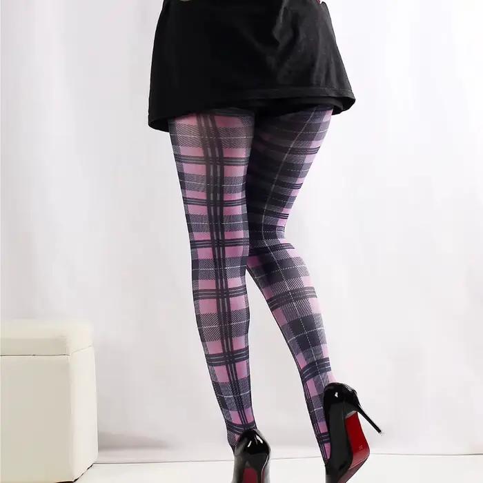 Collants classiques imprimés à carreaux pour femmes, accessoires de noël, bas en coton Tartan écossais, pantalons du nouvel an