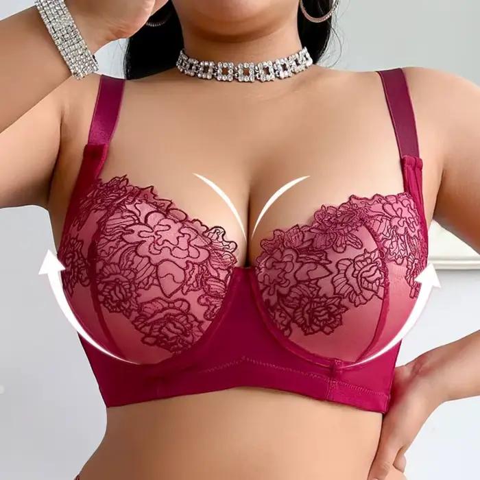 Soutien-gorge à larges bretelles avec bonnets rembourrés non amovibles et armatures en acier pour poitrine généreuse