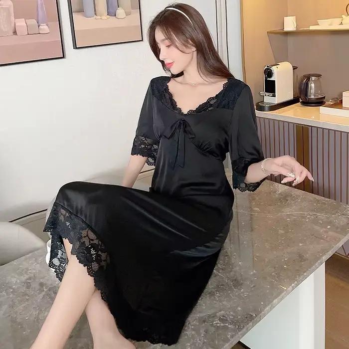 Chemise de nuit Sexy à manches courtes pour femmes