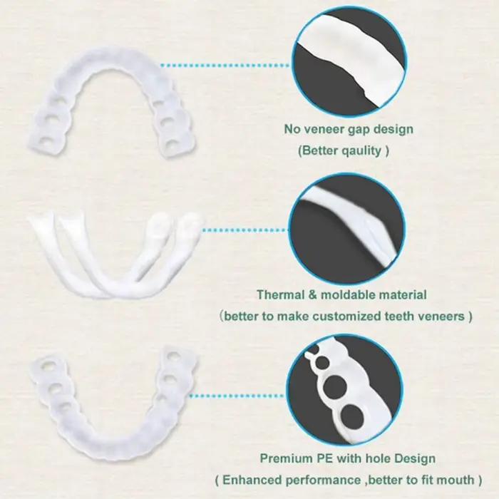 4-6 paires de prothèses dentaires à mâchoire supérieure et inférieure, soins pour prothèses dentaires, confort, protégez vos dents, fausses dents parfaites pour hommes et femmes