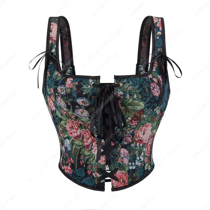 Corset Floral pour femmes élégant à lacets haut
