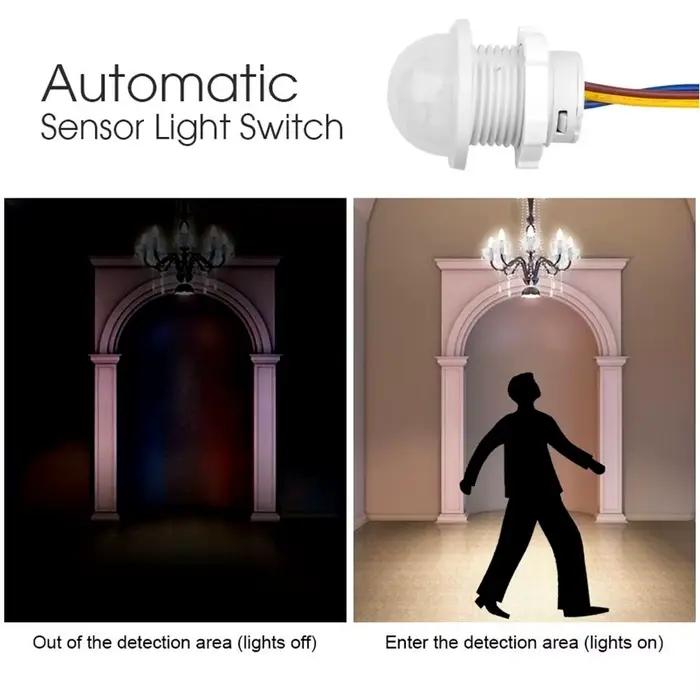 Détecteur de mouvement intelligent PIR, interrupteur infrarouge pour corps humain, marche/arrêt automatique, 110V 220V, pour lampe LED, panneau lumineux de plafond, 1/2/5 pièces