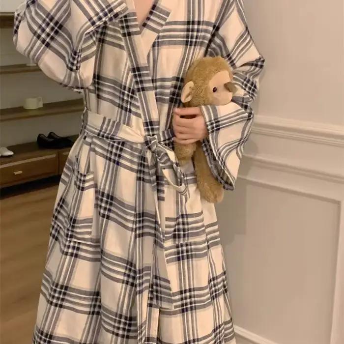 Nouvelle collection été : Robe de nuit imprimée élégante pour femme, style INS, pyjama ample pour filles, tenue d'intérieur