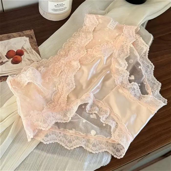 Dentelle Sexy sous-vêtements femmes culottes taille haute slips transparents Ropa intérieur Femenina bout