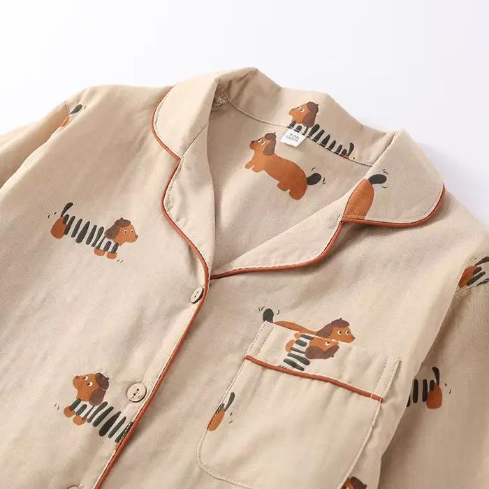 Nouvel ensemble de pyjama couple printemps-automne 2026 en gaze 100 % coton